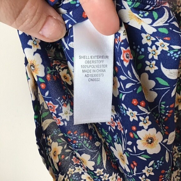 Adrianna Papell Popover Sleeveless Blouse Size S Blue Floral V Neck Work Office - Picture 7 of 8